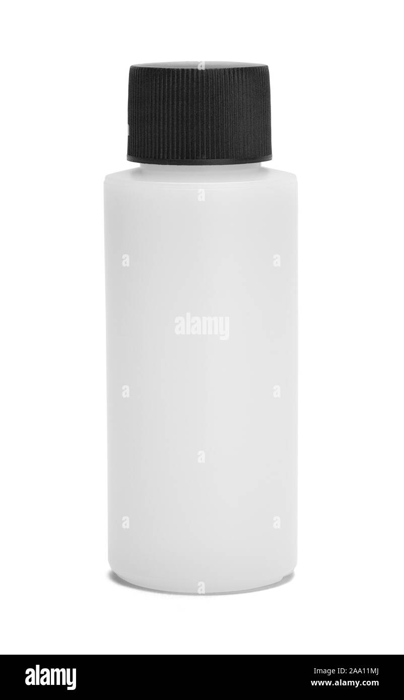 Botella de plástico con copia espacio aislado sobre fondo blanco. Foto de stock