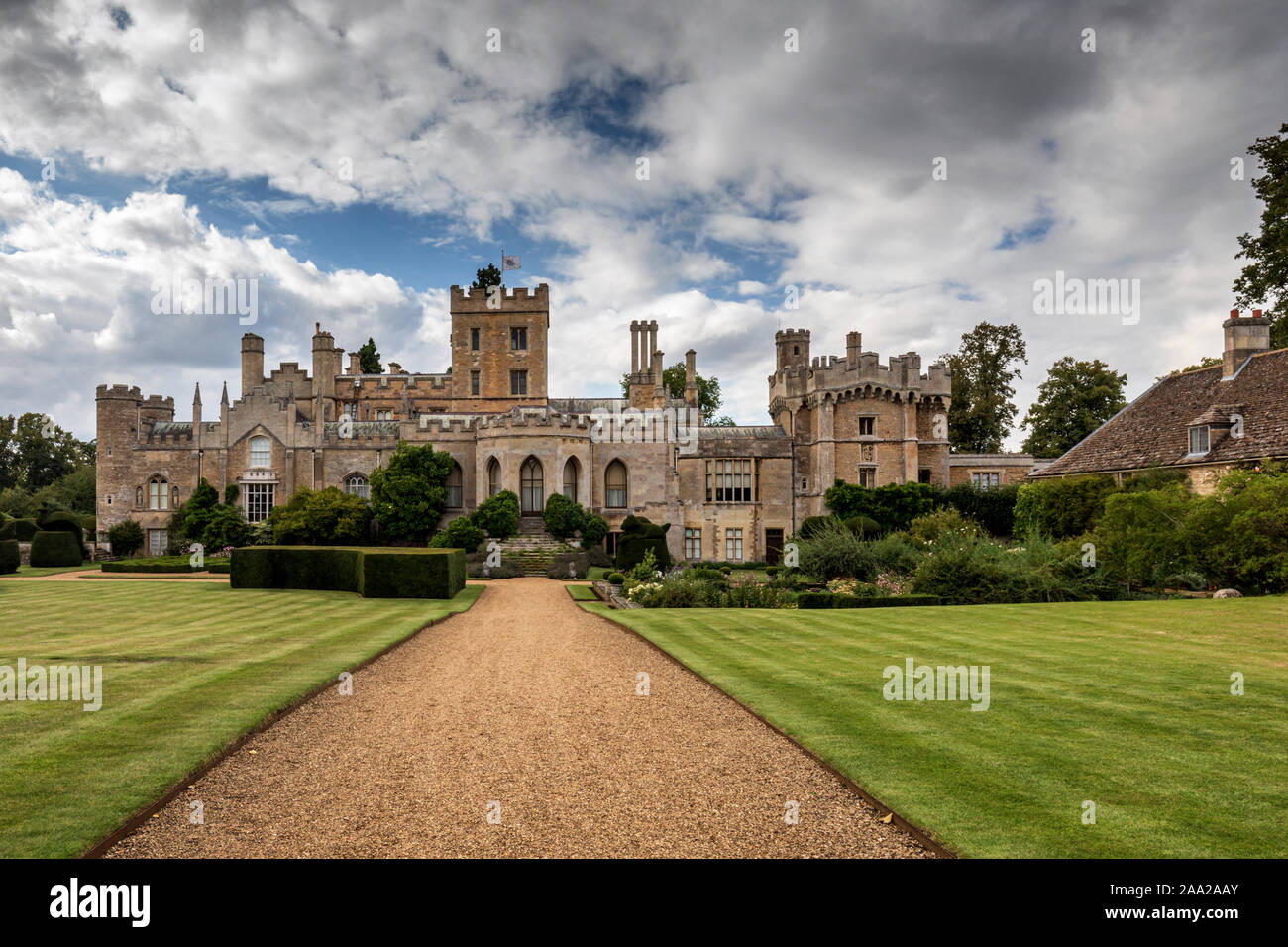 Elton Hall & Gardens, un salón baronial en Elton, edificio catalogado de grado I, Peterborough, Cambridgeshire, Inglaterra, Reino Unido. Foto de stock