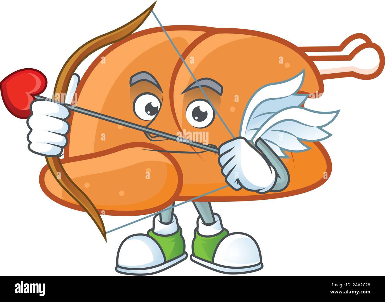 Pavo asado de alimentos con carácter de dibujos animados cupido Imagen  Vector de stock - Alamy
