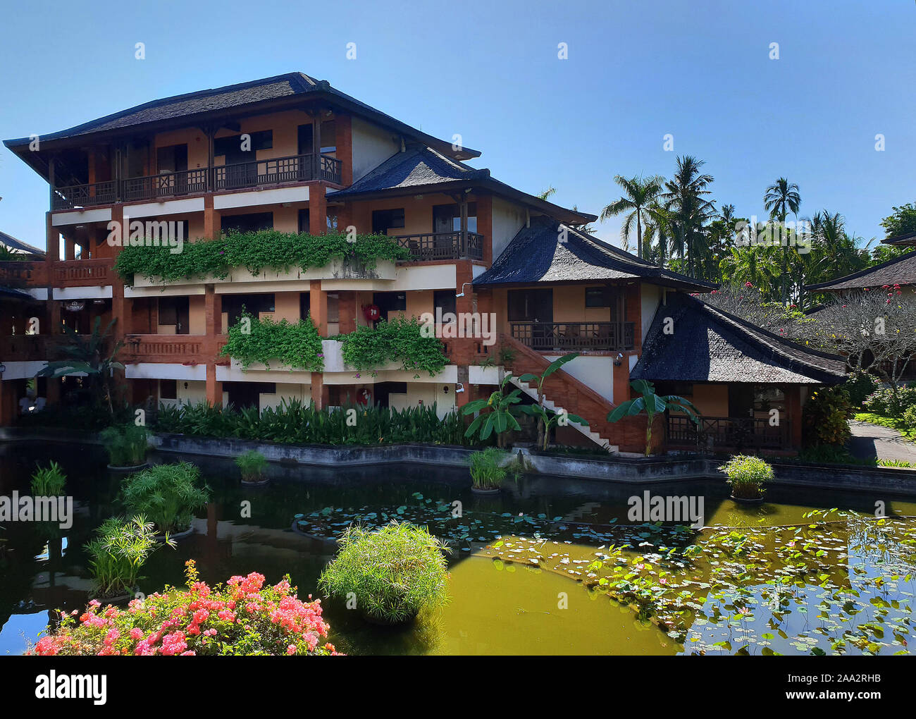 Vista de la playa del Club Med Resort habitaciones, Bali, Indonesia Foto de stock