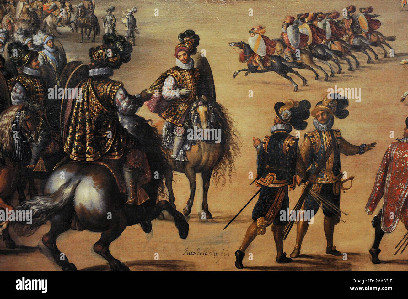 Juan de la Corte (ca.1585-1662). Pintor barroco. Fiestas en la Plaza Mayor, ca.1630. Detalle. El museo de historia. Madrid. España. Foto de stock