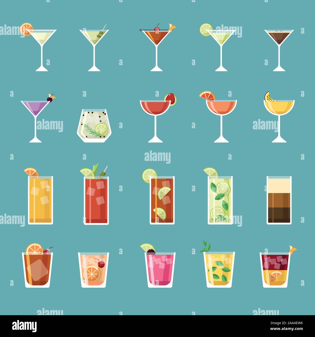 Bebidas y cócteles modernos conjunto vectoriales Imagen Vector de stock -  Alamy