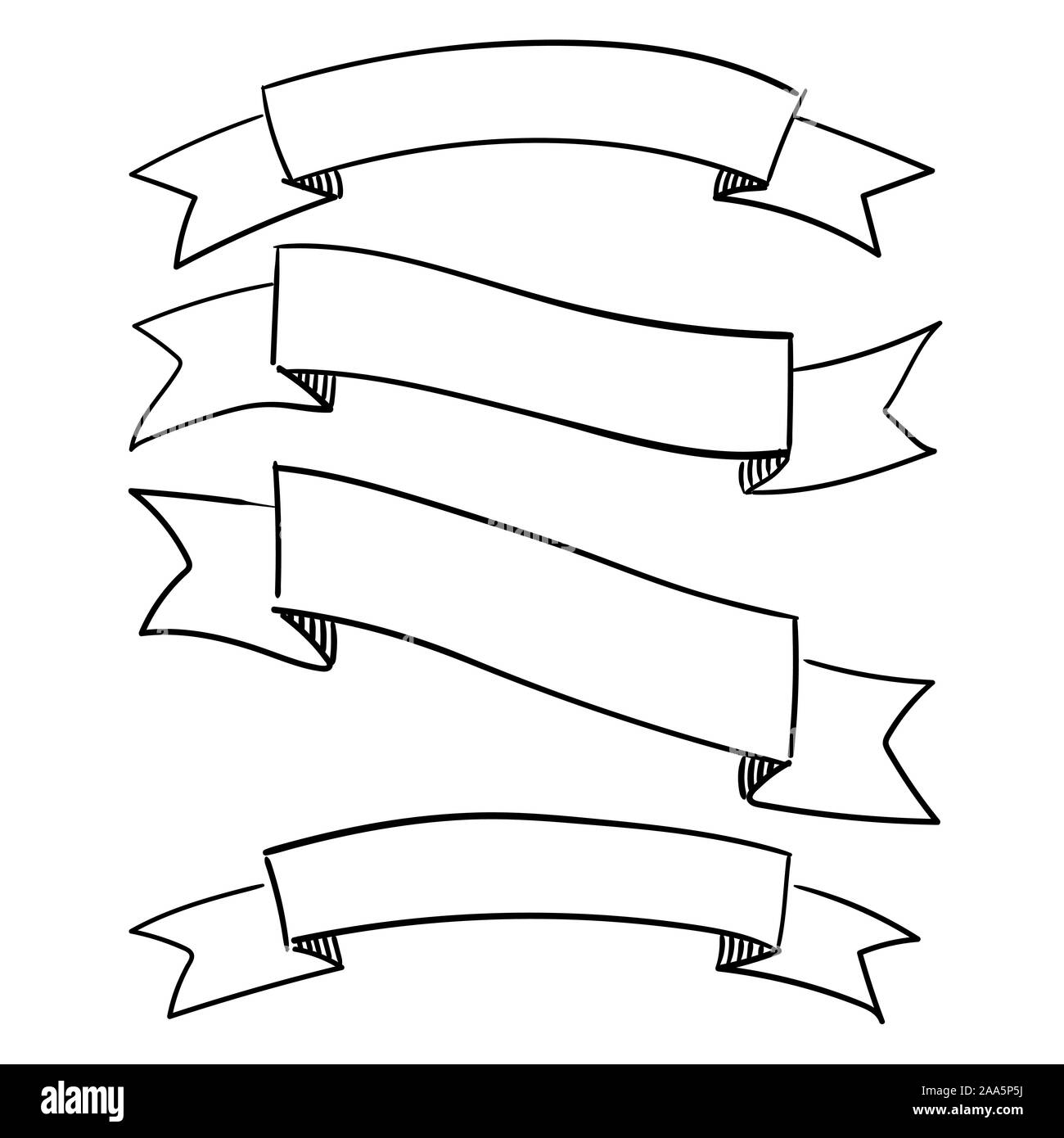 Conjunto de cintas decorativas. Vector ilustración dibujados a mano Imagen  Vector de stock - Alamy