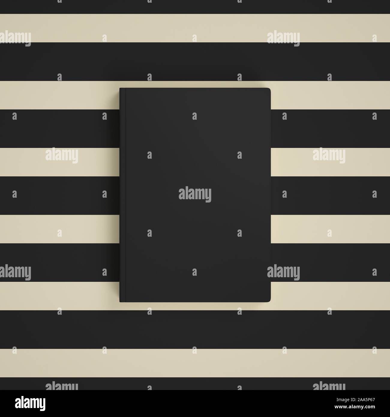 Papel en blanco sobre fondo de color beige y negro con rayas. Fácil