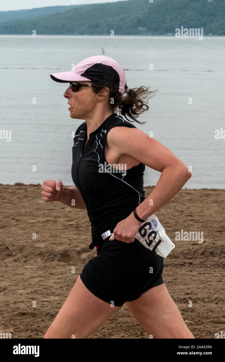 En Cooperstown Triathlon 2019 Foto de stock