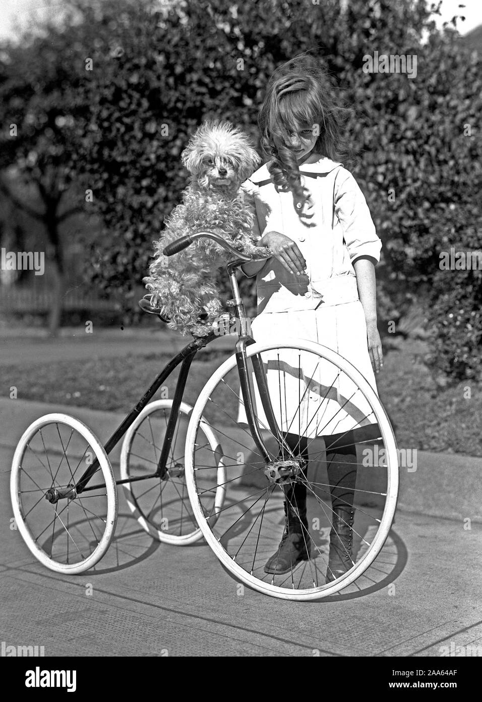 Helen Marye, hija del embajador de Rusia George Marye, montando un triciclo ca. 1913-1917 Foto de stock