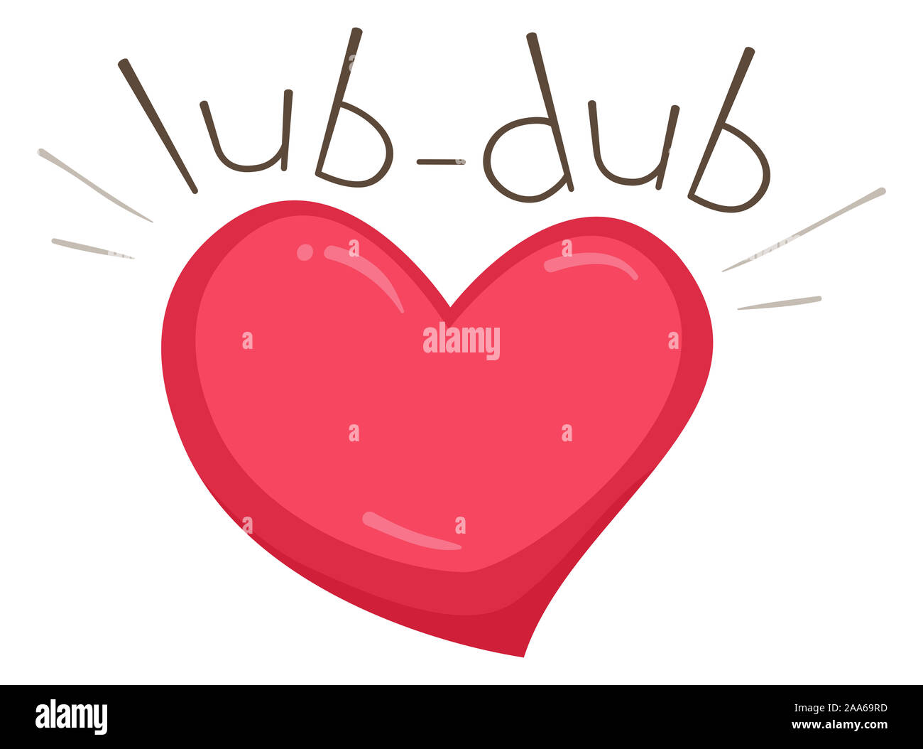 Ilustración de Lub Dub Sound y un corazón latiendo. Onomatopeya de