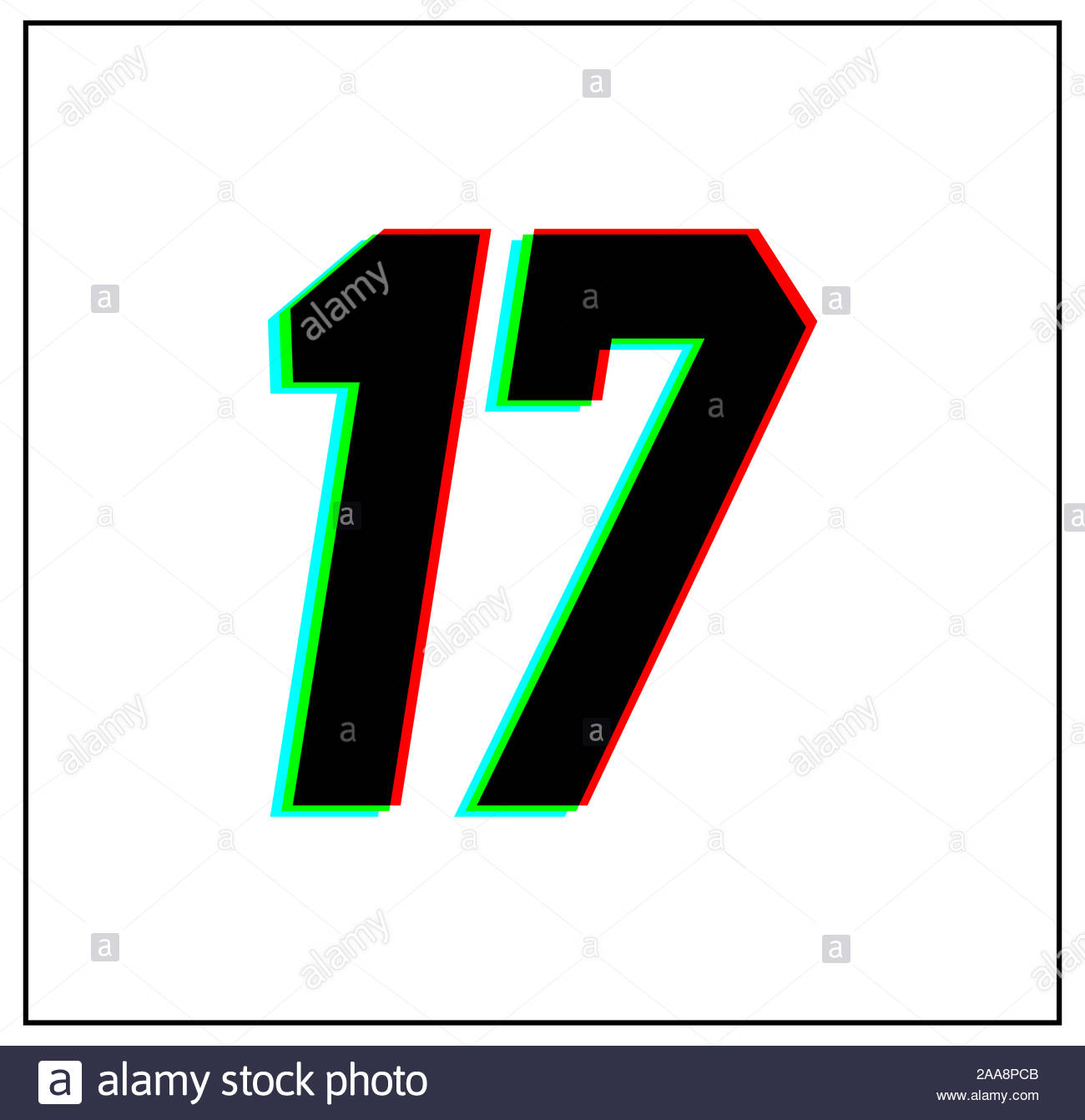 El Numero 17 Dinamico Split Diseno Y Color De Fuente Unica La