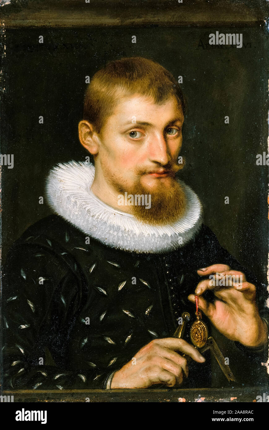 Peter Paul Rubens, el retrato de un hombre, posiblemente un arquitecto o un geógrafo, retrato, 1597 Foto de stock