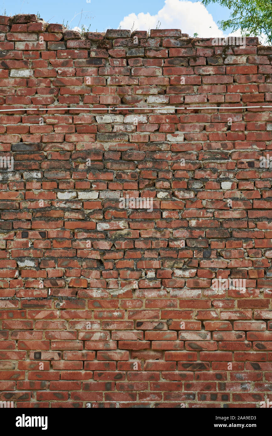 Textura de pared de ladrillo rojo de fondo grunge Foto de stock