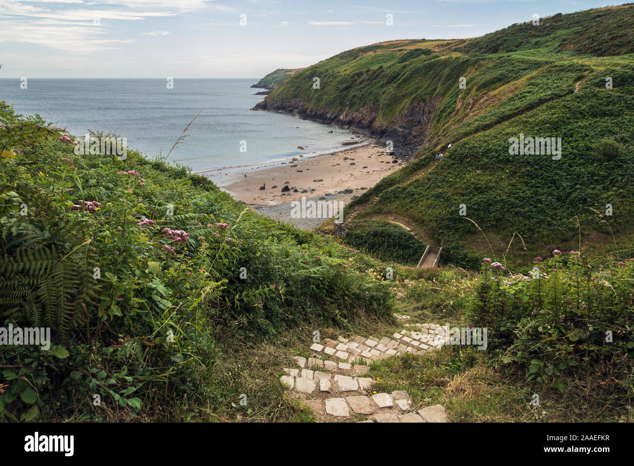 La ruta de la costa de Gales, la Península de Llŷn Aberdaron, Gwynedd, Gales del Norte Foto de stock