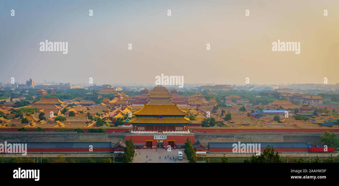 Impresiones de Bei jing, la gran muralla en Badaling, la Ciudad Prohibida y la plaza Tian'anmen Foto de stock