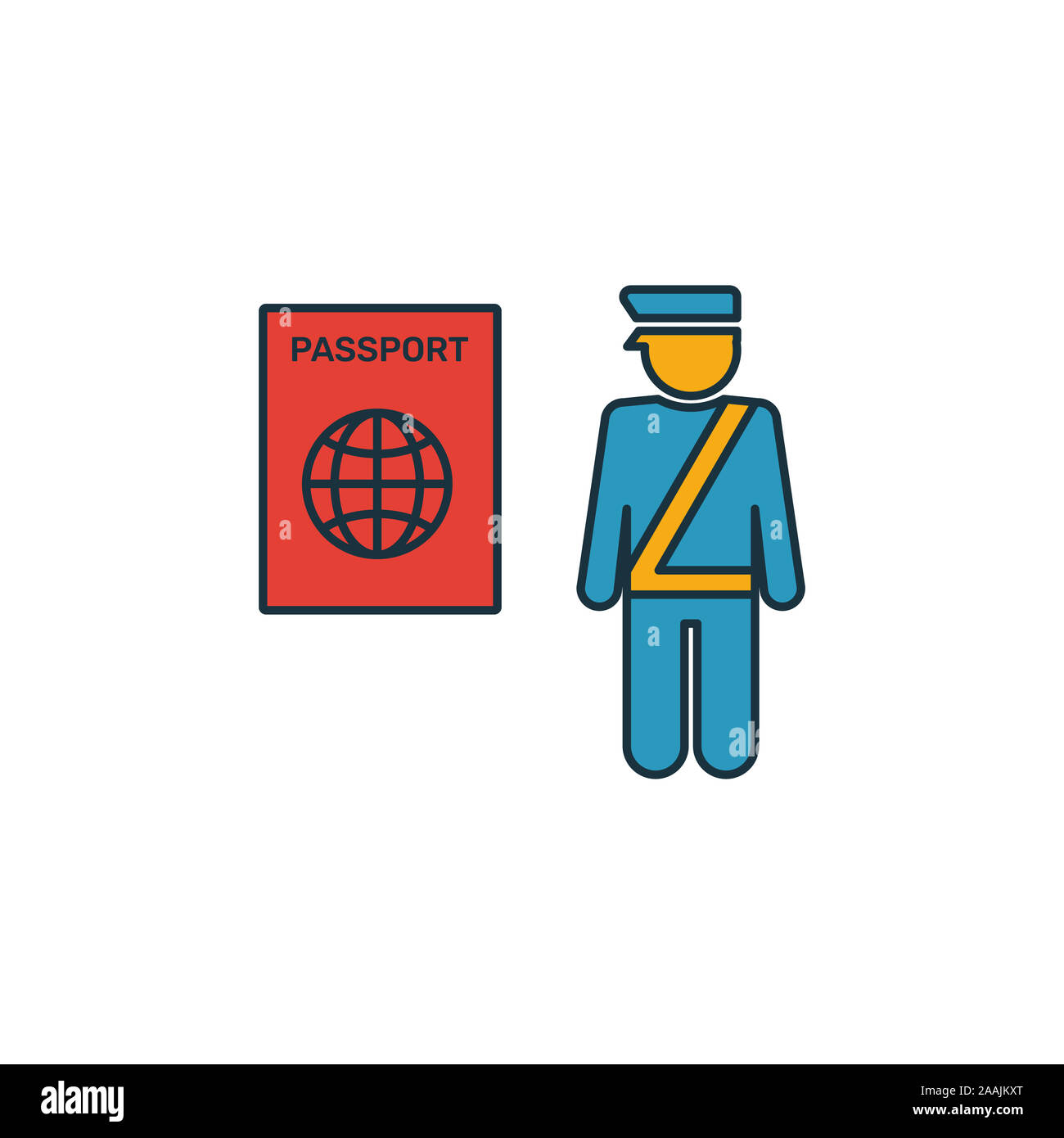 El Icono De Control De Pasaportes Esquema Creativo Lleno Elemet