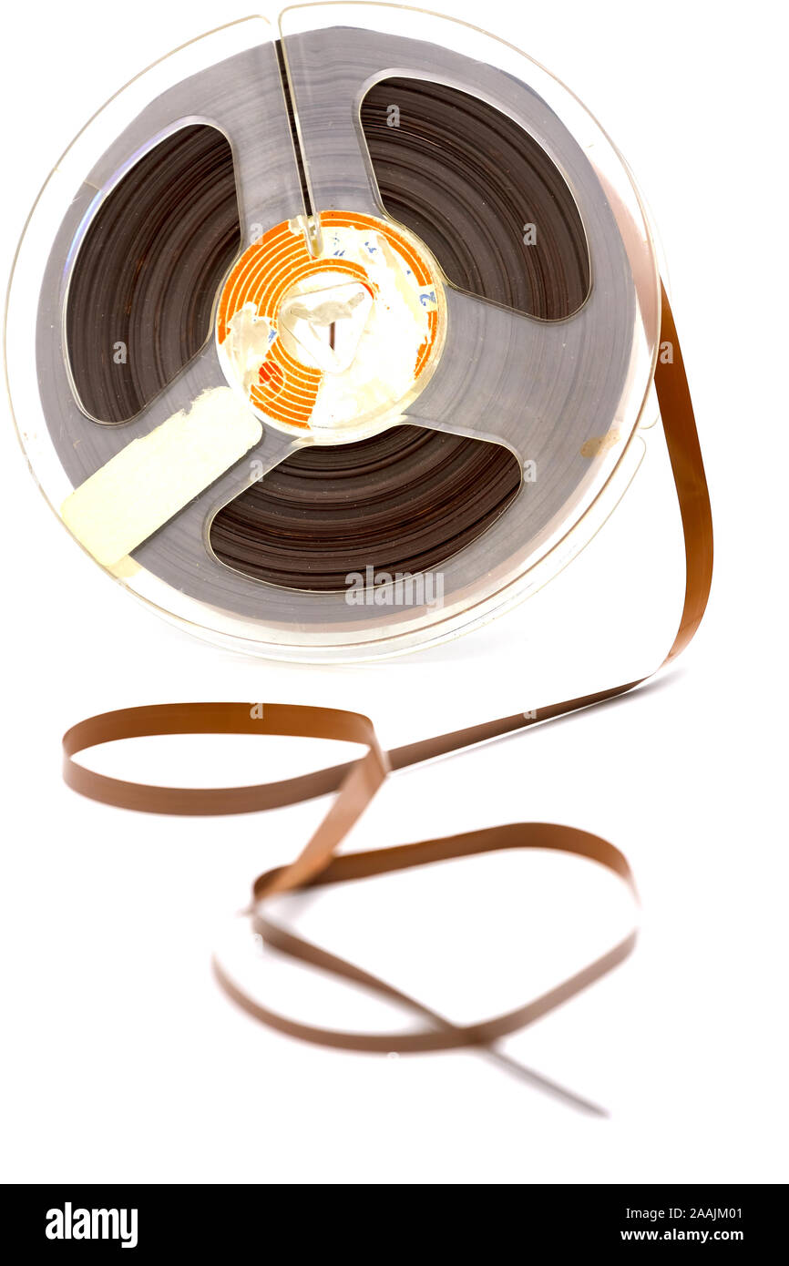 Grabadora de cinta de audio Vintage con huellas de uso y polvo.El enfoque selectivo con poca profundidad de campo. Foto de stock
