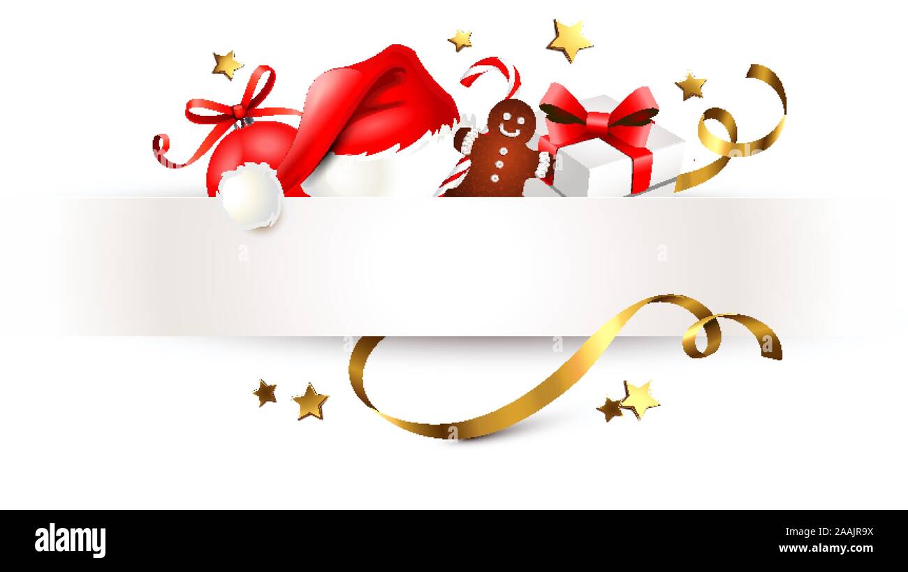 Download Banner de navidad con el gorro de Santa Claus, caja de ...