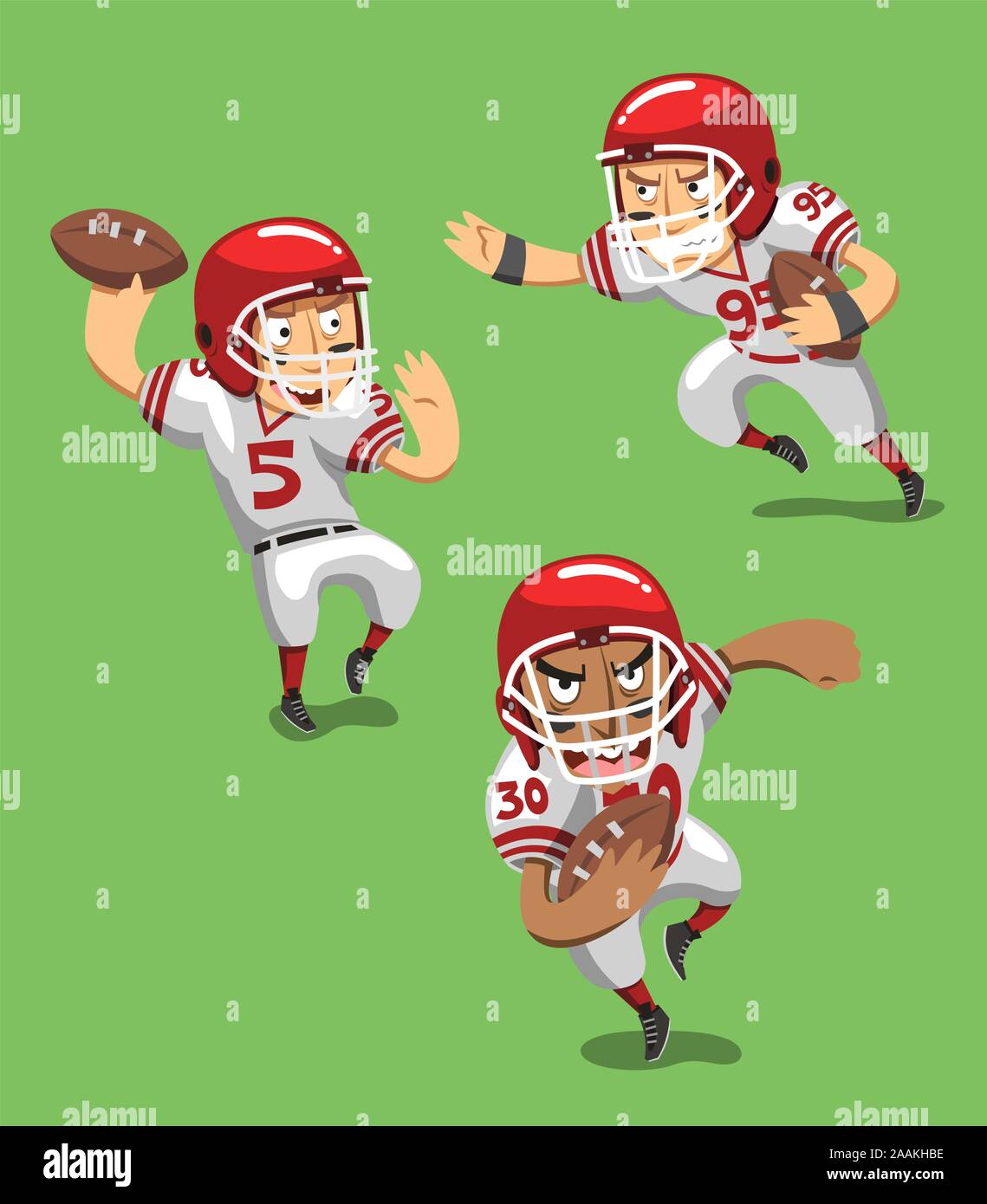 Jugador de fútbol americano con balón en campo, ilustración vectorial de  dibujos animados Imagen Vector de stock - Alamy