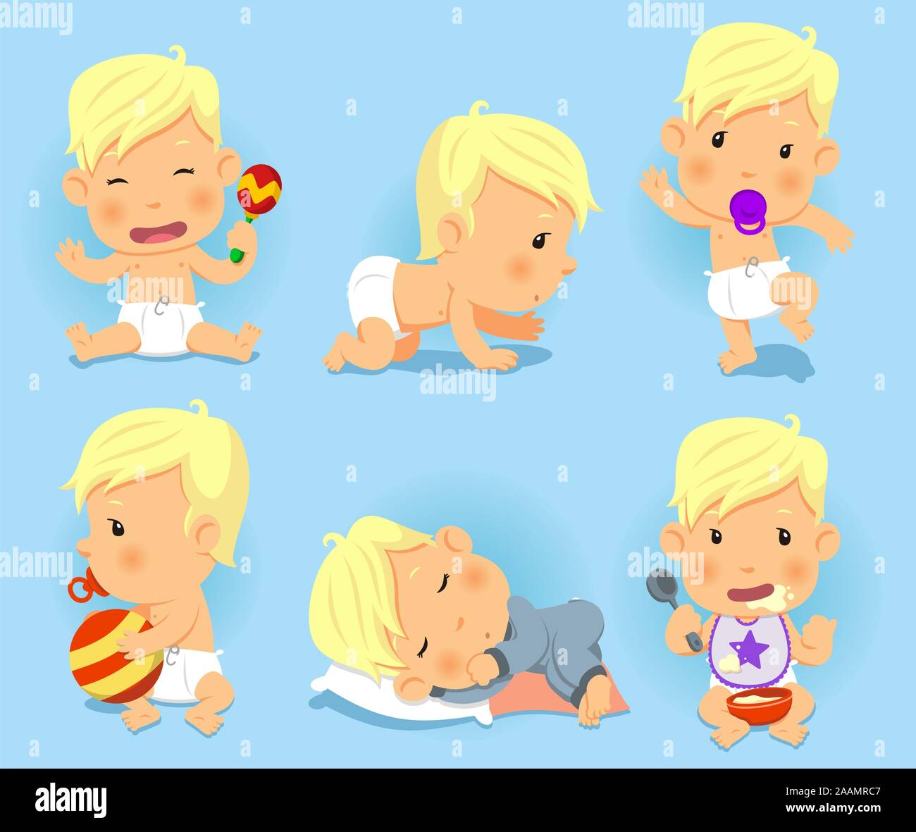 Bebe Nino Bebe Feliz Con El Bebe Jugar Pasear Bebe Comer Dormir Bebe Bebe Gateando Bebe Ilustracion Vectorial De Dibujos Animados Imagen Vector De Stock Alamy