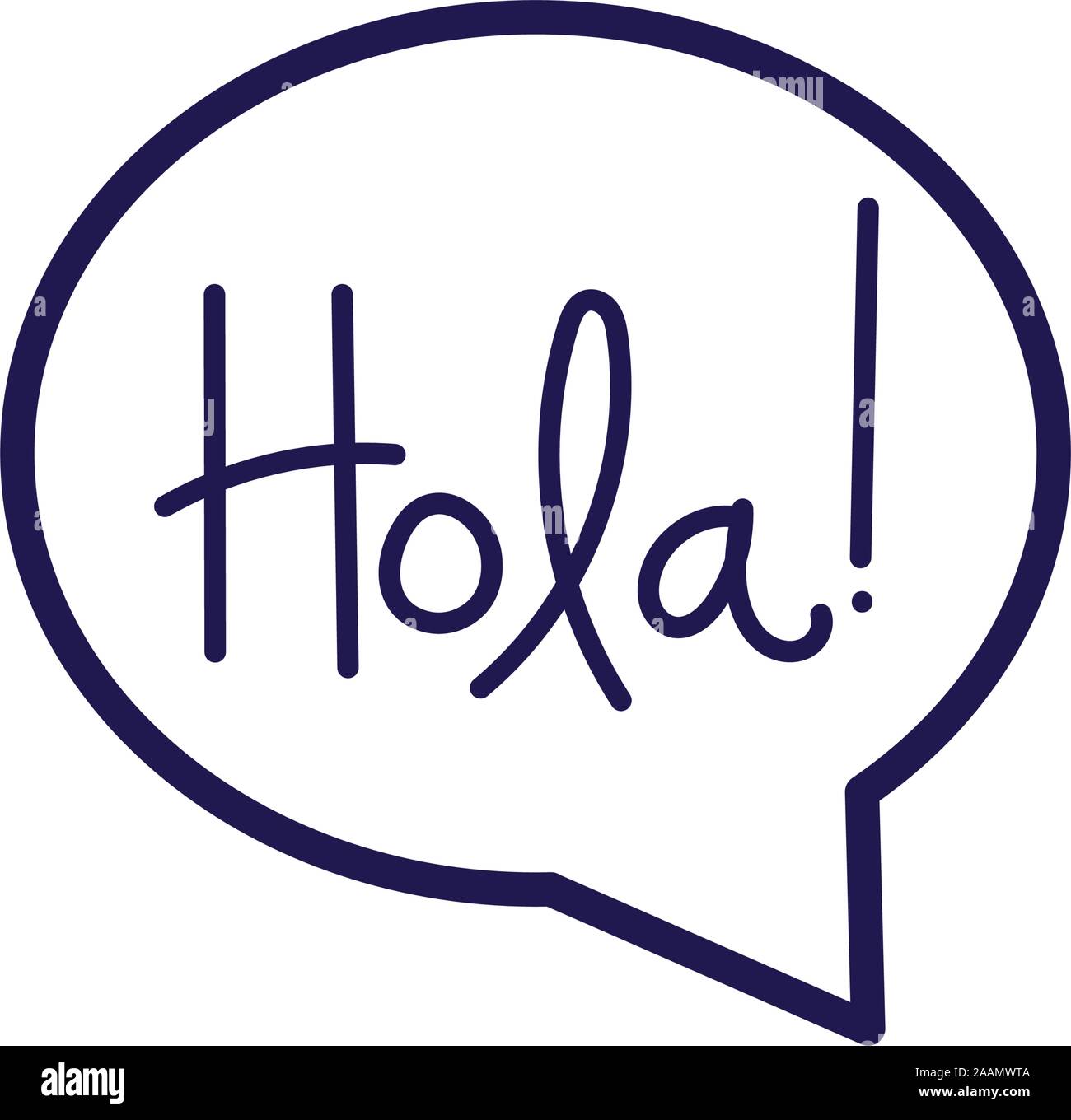 Discurso de burbuja mensaje con palabra hola! Imagen Vector de stock - Alamy