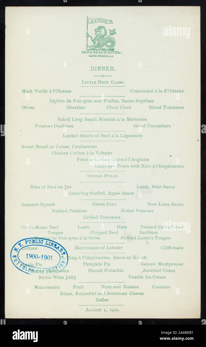 Cena Celebrada Por Hotel De Long Beach Playa Larga Li Ny Hotel Hotel Logo En La Parte Superior Del Menu 1900 4004 Cena Celebrado Por Long Beach Hotel At Long Beach L I Ny