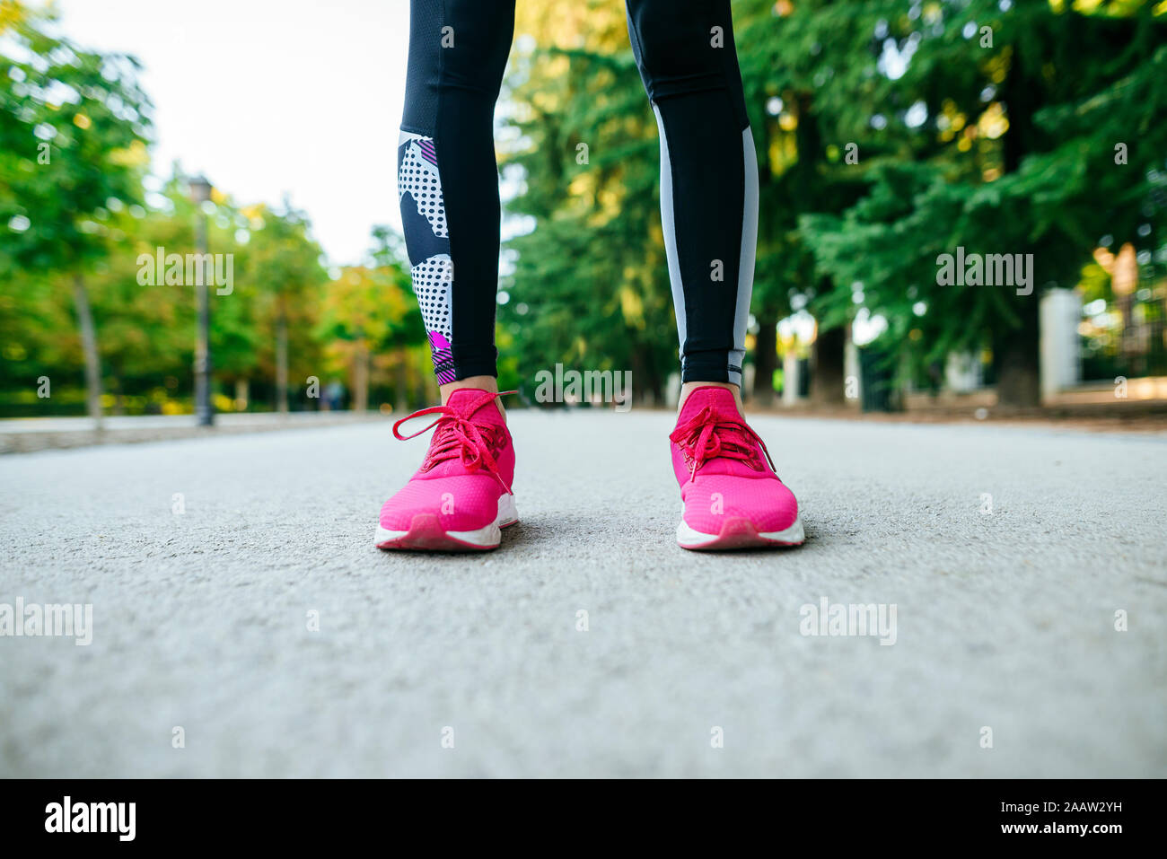 Cerca de los pies de la mujer de color rosa con zapatillas Fotografía de  stock - Alamy