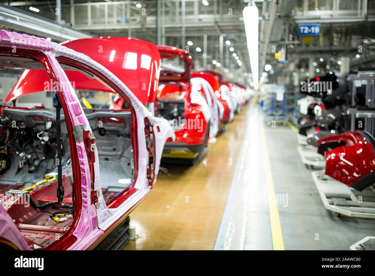 La producción de automóviles automatizados modernos de una fábrica. Foto de stock