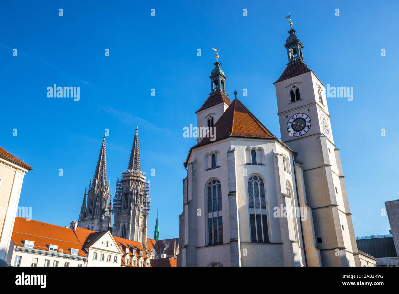 La ciudad histórica de Ratisbona, en Baviera, Alemania Foto de stock