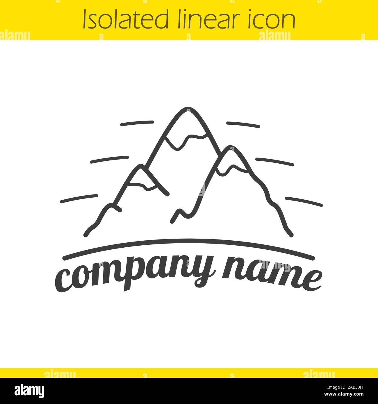 Montañas icono lineal. Ilustración de línea delgada. El senderismo, el