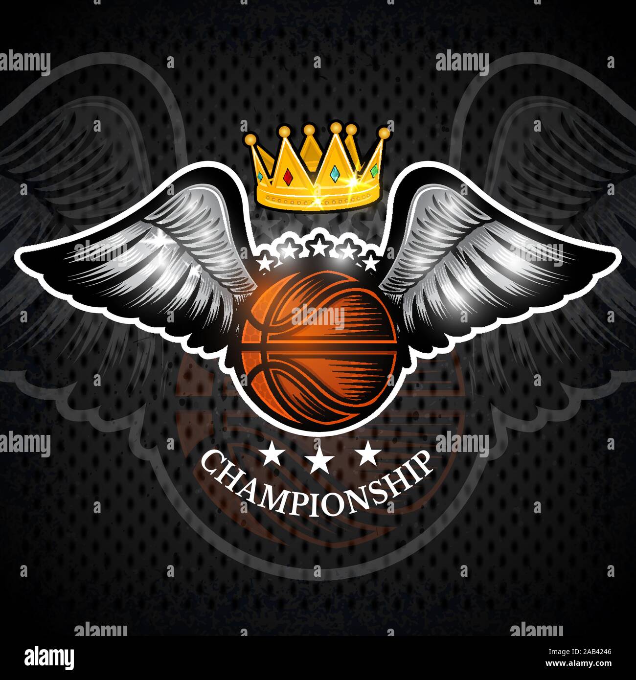 Pelota de baloncesto con alas y corona. Deporte vector logo para cualquier  equipo y campeonato Imagen Vector de stock - Alamy