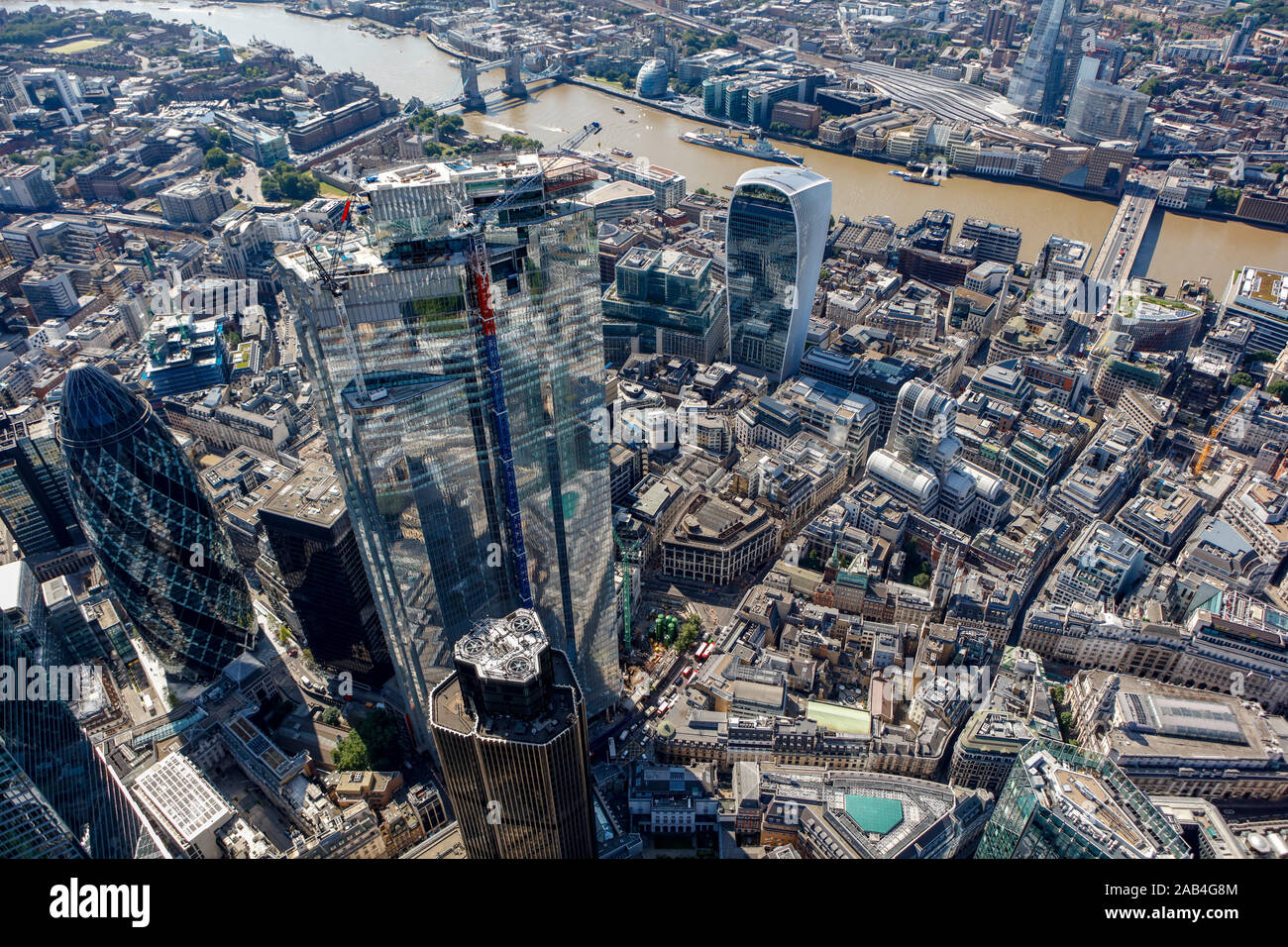 Vista aérea del Distrito Financiero en Londres, Reino Unido Foto de stock