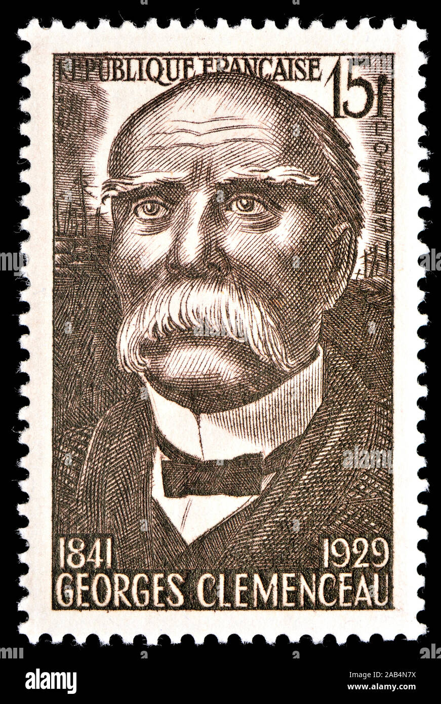 Sello francés (1951), Eugène : Georges Benjamin Clemenceau (1841 - 1929) estadista francés y el Primer Ministro de Francia durante la Primera Guerra Mundial Foto de stock
