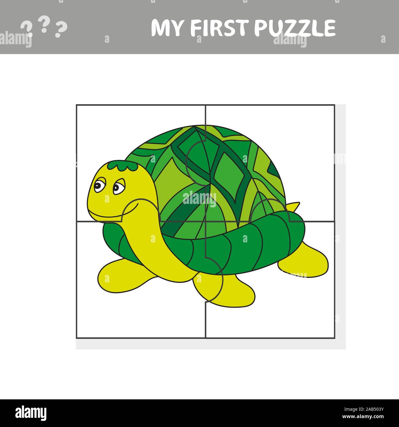 Ilustración vectorial de dibujos animados de educación juego rompecabezas para niños de edad preescolar con divertidos animales tortuga Imagen Vector de stock Alamy