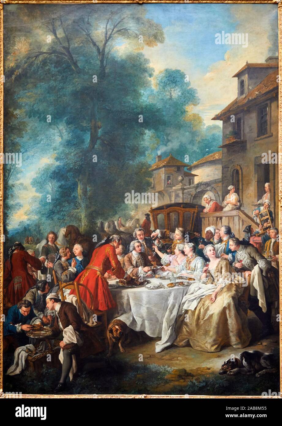 '''Un Desayuno Hunt'', en 1737, Jean-François de Troy, Musée du Louvre, París, Francia, Europa Foto de stock