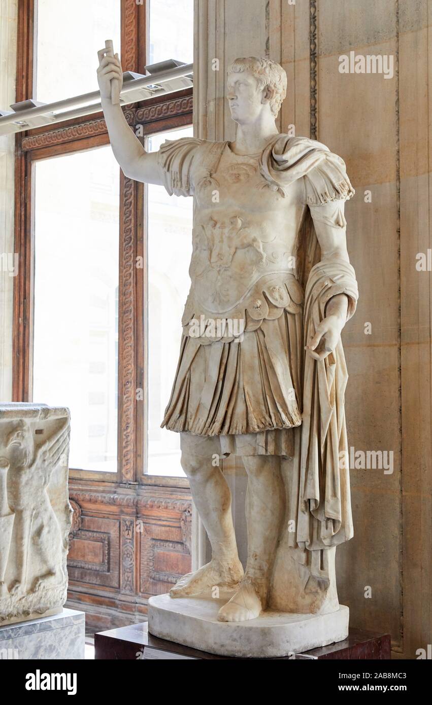 '''Statue de un hombre vestido con una coraza'', Gabies (Italie) ap 69-96. J.-C. (Époque flavienne), Musée du Louvre, París, Francia, Europa Foto de stock