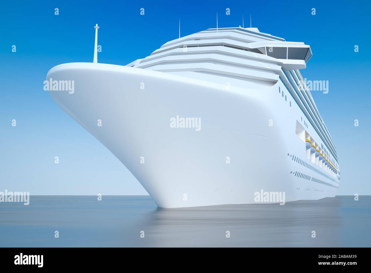 Ein animiertes Kreuzfahrtschiff auf hoher ver Foto de stock