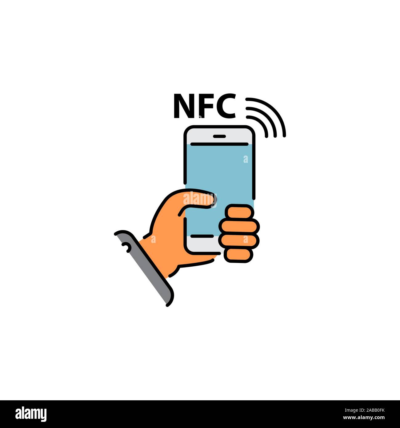 NFC teléfono móvil NFC pago con teléfono móvil smartphone icono de vector  de color, signo, símbolo Imagen Vector de stock - Alamy