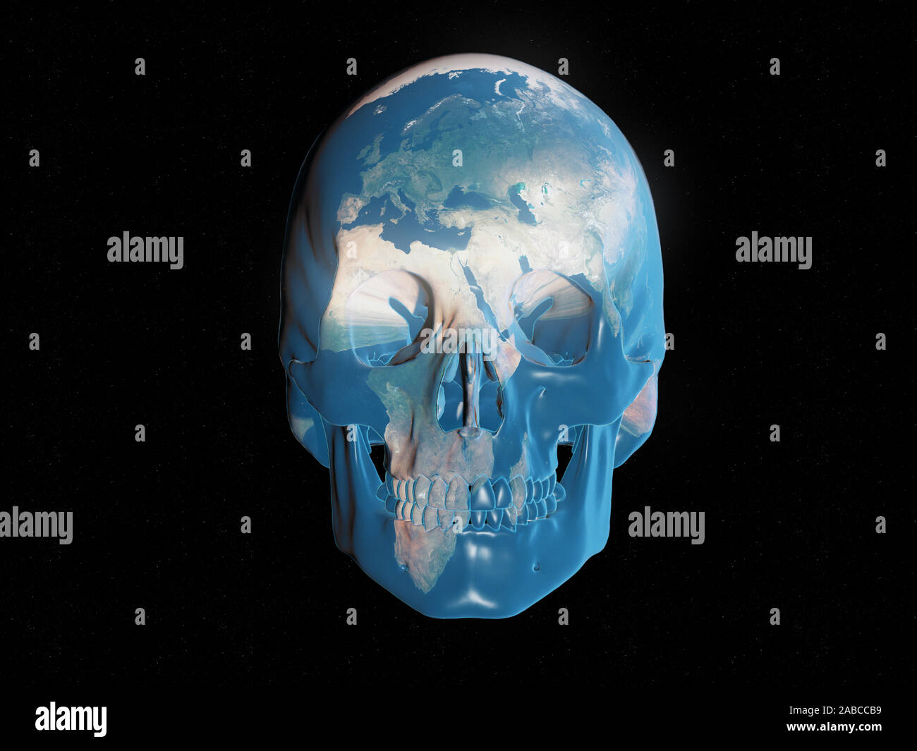 3D prestados ilustración abstracta de un cráneo planeta Foto de stock