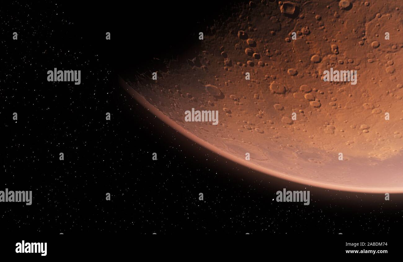 Ilustración 3D prestados desde el planeta Marte desde el espacio Foto de stock
