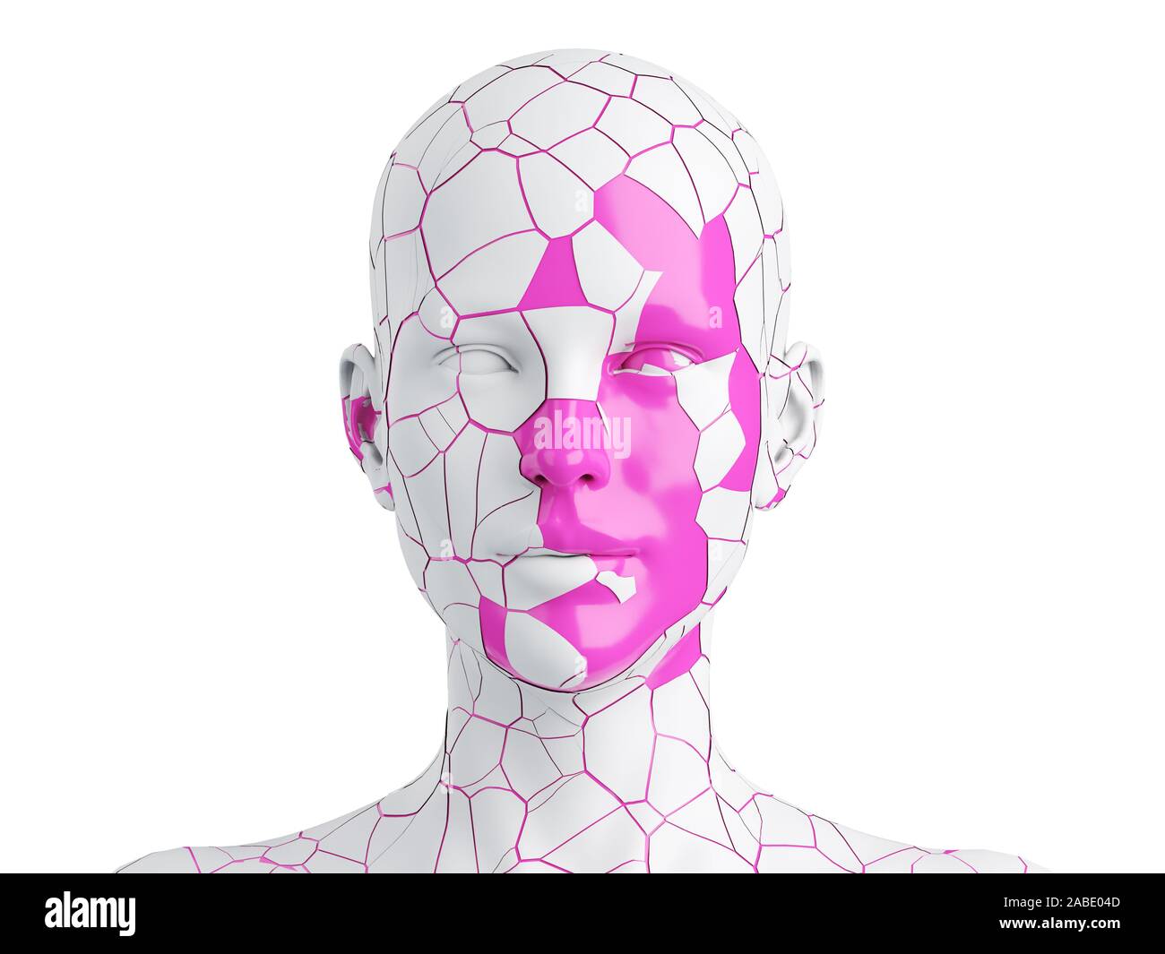 3D prestados ilustración médica precisa de un rostro femenino agrietado Foto de stock