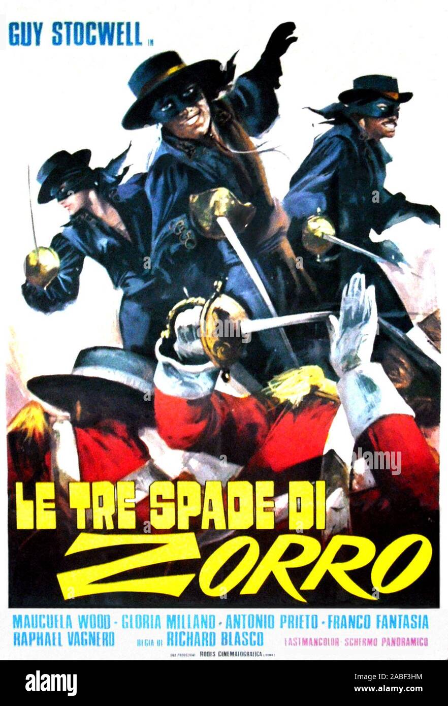 Espada del zorro, (aka las Tres Espadas DEL ZORRO, aka LE TRE SPADE DE ZORRO),  Italiano póster, Guy Stockwell, 1963 Fotografía de stock - Alamy