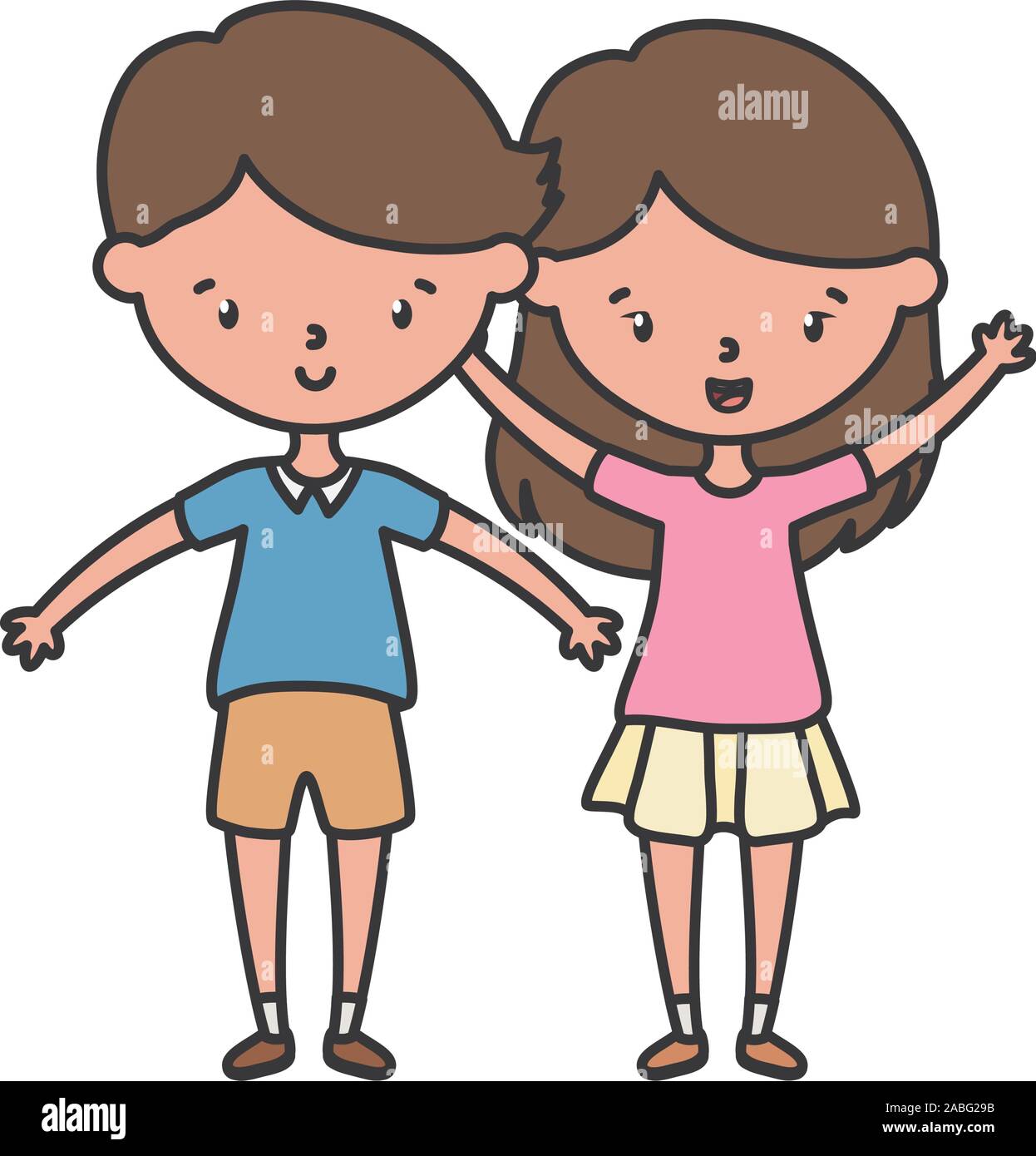 Niños y niñas diseño de dibujos animados, los niños amistad infancia poca  gente y el estilo de vida persona tema ilustración vectorial Imagen Vector  de stock - Alamy
