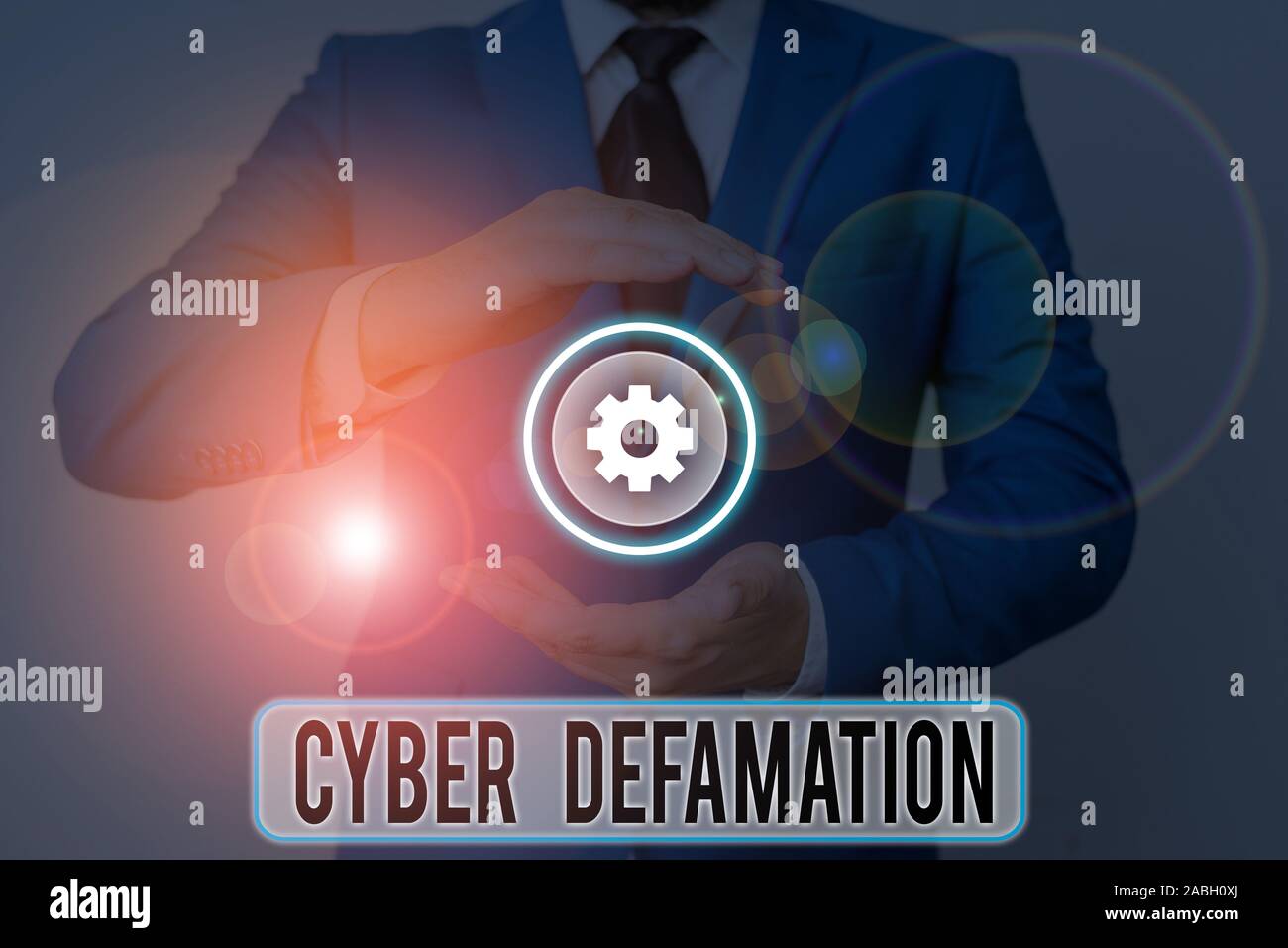 Signo de texto mostrando Cyber difamación. Foto y texto de negocios realizados a través de medios digitales de calumnias generalmente por Internet Foto de stock