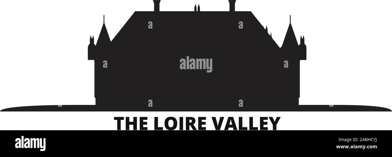 Francia, el Valle del Loira Landmark ciudad aislada ilustración vectorial. Francia, el Valle del Loira viaje emblemático paisaje urbano con hitos Ilustración del Vector