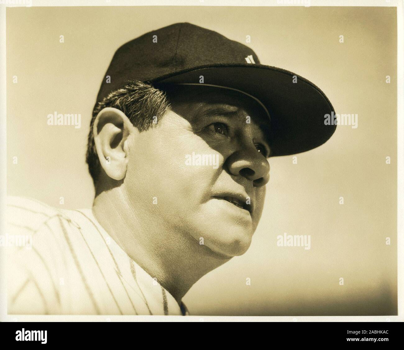 Vintage clásico retrato del legendario jugador de béisbol de Nueva York Yankee Babe Ruth. Foto de stock