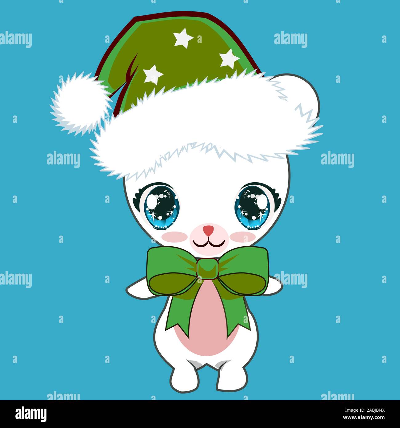 Cute Dibujos Animados Oso Polar Bebe Vistiendo Un Gorro De Papa Noel Verde Con Estrellas Blancas Y Verdes Proa Sonriente Con Boca Cerrada Gran Estilo Anime Los Ojos Azules Fotografia De Stock Cute Dibujos Animados Oso Polar Bebe Vistiendo Un Gorro De Papa Noel Verde Con Estrellas Blancas Y Verdes Proa Sonriente Con Boca Cerrada Gran Estilo Anime Los Ojos Azules Fotografia De Stock
