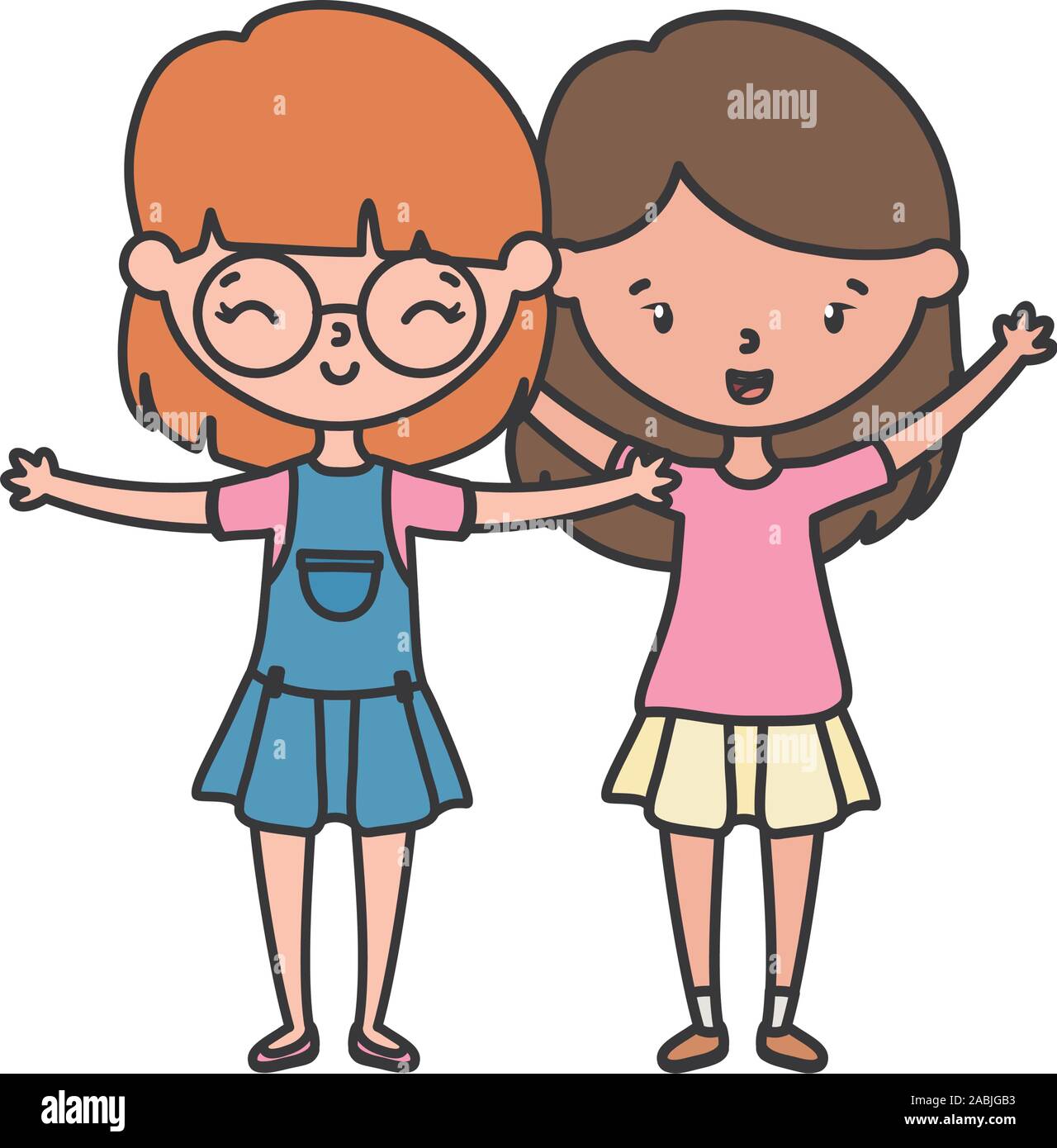 Las niñas dibujos animados diseño, Kid infancia poca gente y el estilo de  vida persona tema ilustración vectorial Imagen Vector de stock - Alamy