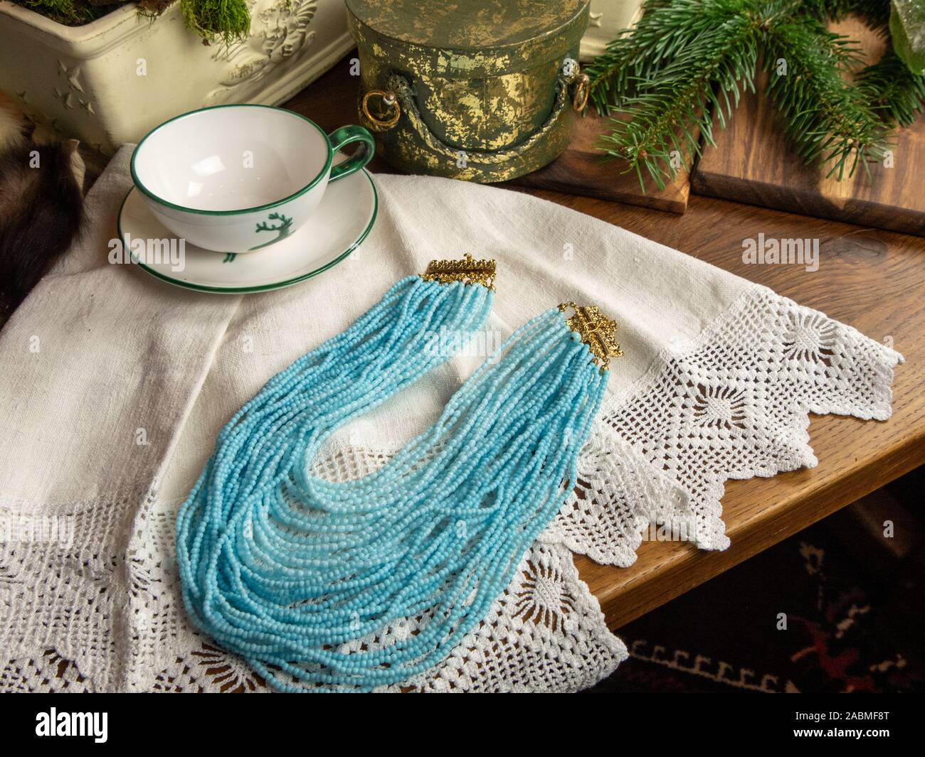 Joyas con la Navidad decoración creativa antecedentes Foto de stock