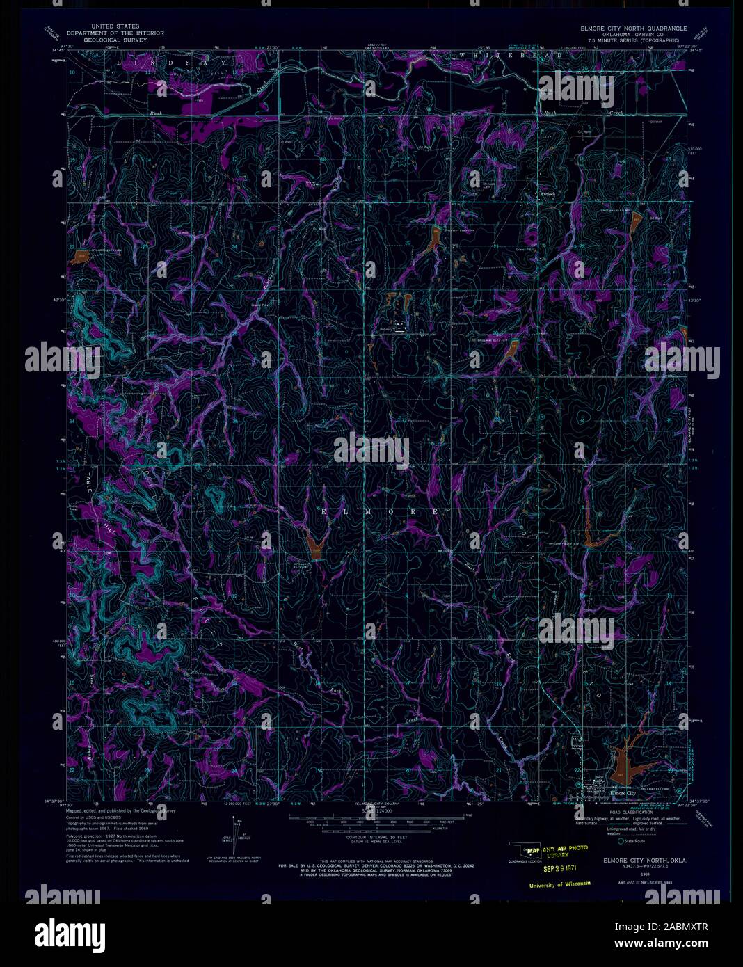 Mapa de la ciudad de elmore oklahoma fotografías e imágenes de alta