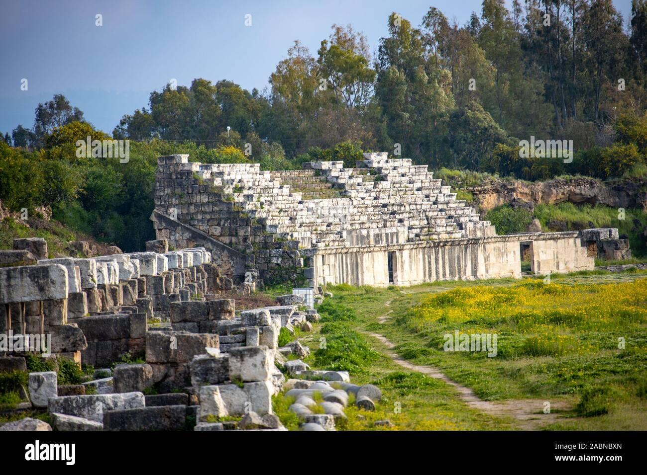 El hipódromo, al sitio arqueológico de Bass, Tiro, Líbano Foto de stock