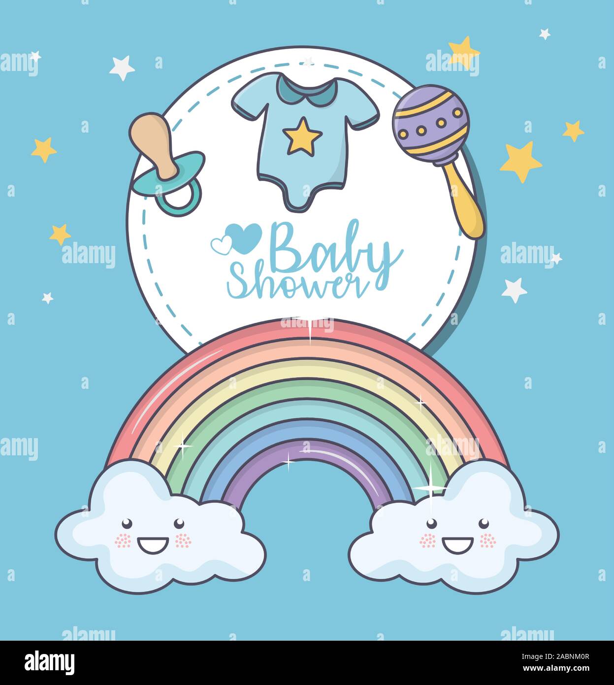 Rainbow baby shower nube cartoon Sonaja Chupones de ropa ilustración  vectorial Imagen Vector de stock - Alamy