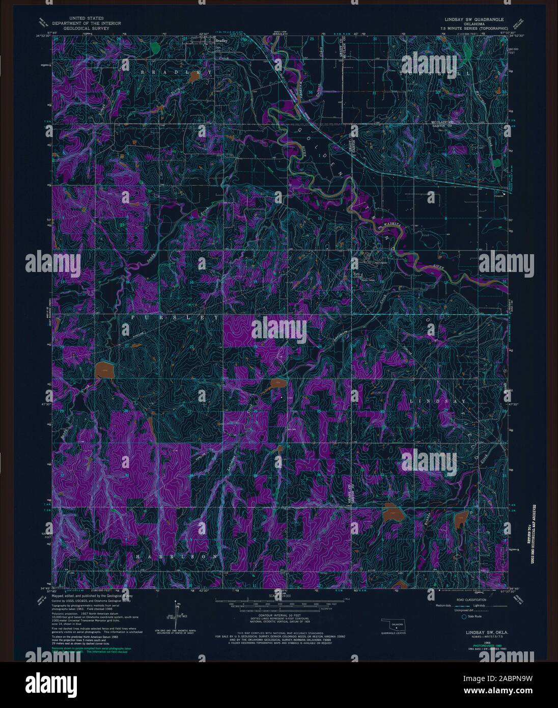 Mapa De Lindsay Oklahoma Fotos e Imágenes de stock Alamy
